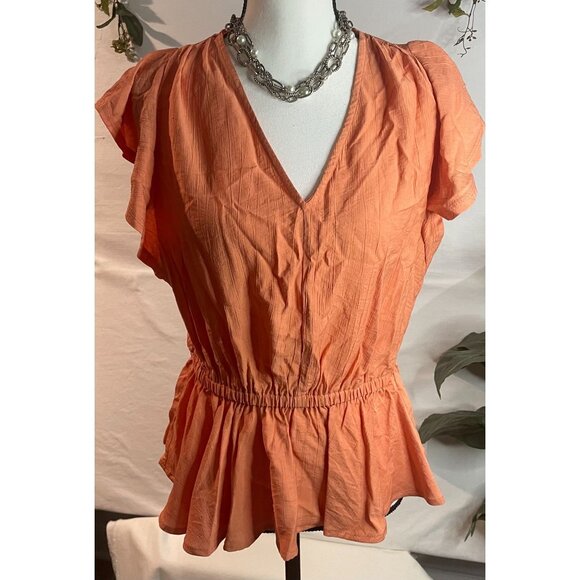Sam Edelman Women's Sun Baked Binx Top Size M Viscose & Nylon Orange - Picture 16 of 16